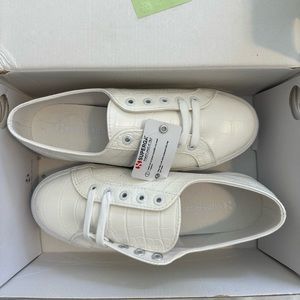 NWT Superga White Snakeskin Sneakers
